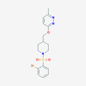 molecular formula C17H20BrN3O3S B3006351 3-[[1-(2-Bromophenyl)sulfonylpiperidin-4-yl]methoxy]-6-methylpyridazine CAS No. 2380059-22-1