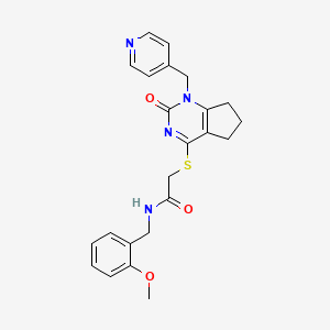 molecular formula C23H24N4O3S B3006366 N-[(2-methoxyphenyl)methyl]-2-[[2-oxidanylidene-1-(pyridin-4-ylmethyl)-6,7-dihydro-5H-cyclopenta[d]pyrimidin-4-yl]sulfanyl]ethanamide CAS No. 899747-03-6