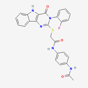molecular formula C26H20FN5O3S B3006368 N-(4-acetamidophenyl)-2-((3-(2-fluorophenyl)-4-oxo-4,5-dihydro-3H-pyrimido[5,4-b]indol-2-yl)thio)acetamide CAS No. 888451-45-4