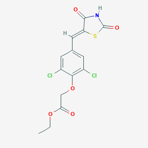 molecular formula C14H11Cl2NO5S B300637 ethyl {2,6-dichloro-4-[(Z)-(2,4-dioxo-1,3-thiazolidin-5-ylidene)methyl]phenoxy}acetate 