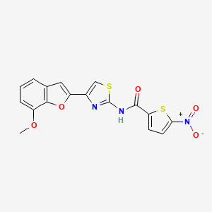 molecular formula C17H11N3O5S2 B3006372 N-(4-(7-methoxybenzofuran-2-yl)thiazol-2-yl)-5-nitrothiophene-2-carboxamide CAS No. 921796-48-7