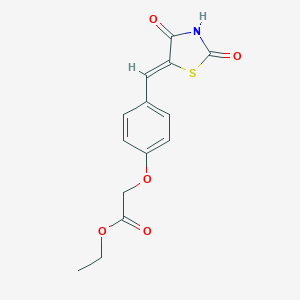 molecular formula C14H13NO5S B300638 ethyl {4-[(Z)-(2,4-dioxo-1,3-thiazolidin-5-ylidene)methyl]phenoxy}acetate 