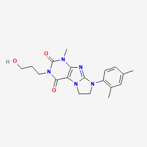 molecular formula C19H23N5O3 B3006380 8-(2,4-Dimethylphenyl)-3-(3-hydroxypropyl)-1-methyl-1,3,5-trihydroimidazolidin o[1,2-h]purine-2,4-dione CAS No. 941924-34-1