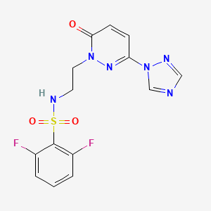 molecular formula C14H12F2N6O3S B3006381 2,6-difluoro-N-(2-(6-oxo-3-(1H-1,2,4-triazol-1-yl)pyridazin-1(6H)-yl)ethyl)benzenesulfonamide CAS No. 1448058-93-2
