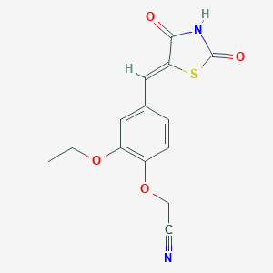 {4-[(Z)-(2,4-dioxo-1,3-thiazolidin-5-ylidene)methyl]-2-ethoxyphenoxy}acetonitrile