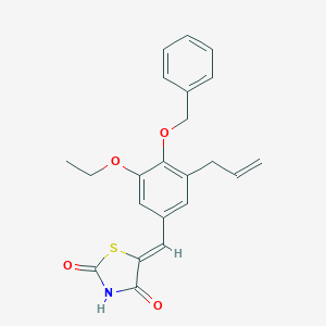 molecular formula C22H21NO4S B300640 (5Z)-5-[4-(benzyloxy)-3-ethoxy-5-(prop-2-en-1-yl)benzylidene]-1,3-thiazolidine-2,4-dione 