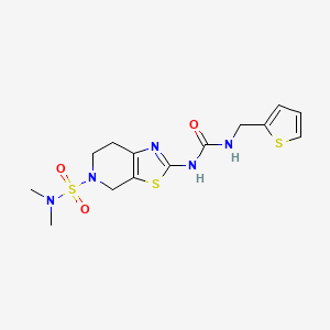 molecular formula C14H19N5O3S3 B3006404 N,N-dimethyl-2-(3-(thiophen-2-ylmethyl)ureido)-6,7-dihydrothiazolo[5,4-c]pyridine-5(4H)-sulfonamide CAS No. 1448066-28-1