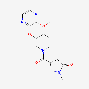 molecular formula C16H22N4O4 B3006409 4-(3-((3-甲氧基吡嗪-2-基)氧基)哌啶-1-羰基)-1-甲基吡咯烷-2-酮 CAS No. 2034232-62-5