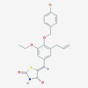 molecular formula C22H20BrNO4S B300641 (5Z)-5-{4-[(4-bromobenzyl)oxy]-3-ethoxy-5-(prop-2-en-1-yl)benzylidene}-1,3-thiazolidine-2,4-dione 