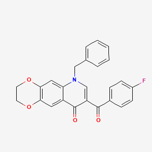 molecular formula C25H18FNO4 B3006413 6-苄基-8-(4-氟苯甲酰)-2,3-二氢[1,4]二氧杂环[2,3-g]喹啉-9(6H)-酮 CAS No. 902623-52-3