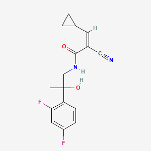 molecular formula C16H16F2N2O2 B3006416 (Z)-2-Cyano-3-cyclopropyl-N-[2-(2,4-difluorophenyl)-2-hydroxypropyl]prop-2-enamide CAS No. 2411334-84-2