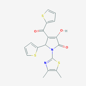 B3006424 1-(4,5-dimethylthiazol-2-yl)-3-hydroxy-5-(thiophen-2-yl)-4-(thiophene-2-carbonyl)-1H-pyrrol-2(5H)-one CAS No. 577694-24-7