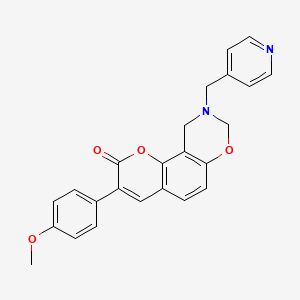 B3006428 3-(4-methoxyphenyl)-9-(pyridin-4-ylmethyl)-9,10-dihydrochromeno[8,7-e][1,3]oxazin-2(8H)-one CAS No. 951995-40-7