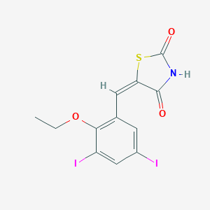molecular formula C12H9I2NO3S B300644 (5E)-5-(2-ethoxy-3,5-diiodobenzylidene)-1,3-thiazolidine-2,4-dione 