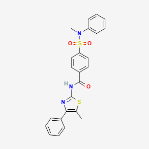 molecular formula C24H21N3O3S2 B3006446 4-[甲基(苯基)磺酰胺基]-N-(5-甲基-4-苯基-1,3-噻唑-2-基)苯甲酰胺 CAS No. 361160-01-2