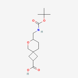 molecular formula C15H25NO5 B3006447 7-[[(2-Methylpropan-2-yl)oxycarbonylamino]methyl]-6-oxaspiro[3.5]nonane-2-carboxylic acid CAS No. 2503209-39-8