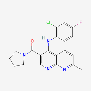 molecular formula C20H18ClFN4O B3006474 N-(2-chloro-4-fluorophenyl)-7-methyl-3-(pyrrolidin-1-ylcarbonyl)-1,8-naphthyridin-4-amine CAS No. 1251702-71-2