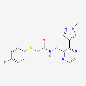 2-((4-fluorophenyl)thio)-N-((3-(1-methyl-1H-pyrazol-4-yl)pyrazin-2-yl)methyl)acetamide