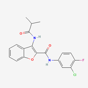 N-(3-chloro-4-fluorophenyl)-3-isobutyramidobenzofuran-2-carboxamide