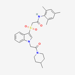 N-mesityl-2-((1-(2-(4-methylpiperidin-1-yl)-2-oxoethyl)-1H-indol-3-yl)sulfonyl)acetamide