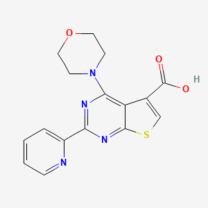 molecular formula C16H14N4O3S B3006482 4-(morpholin-4-yl)-2-(pyridin-2-yl)thieno[2,3-d]pyrimidine-5-carboxylic acid CAS No. 2126161-77-9