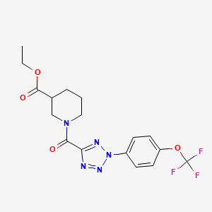 molecular formula C17H18F3N5O4 B3006497 ethyl 1-(2-(4-(trifluoromethoxy)phenyl)-2H-tetrazole-5-carbonyl)piperidine-3-carboxylate CAS No. 1396791-83-5