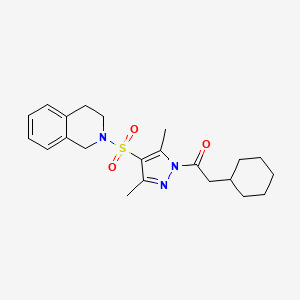 molecular formula C22H29N3O3S B3006509 2-{[1-(cyclohexylacetyl)-3,5-dimethyl-1H-pyrazol-4-yl]sulfonyl}-1,2,3,4-tetrahydroisoquinoline CAS No. 1007025-56-0