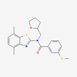 N-(4,7-dimethylbenzo[d]thiazol-2-yl)-3-(methylthio)-N-((tetrahydrofuran-2-yl)methyl)benzamide