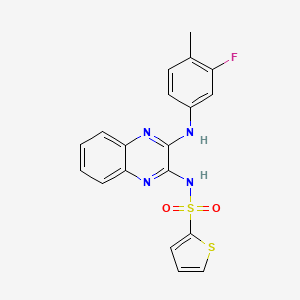 molecular formula C19H15FN4O2S2 B3006518 N-(3-((3-fluoro-4-methylphenyl)amino)quinoxalin-2-yl)thiophene-2-sulfonamide CAS No. 716339-90-1