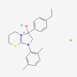 molecular formula C22H27BrN2OS B3006527 1-(2,5-dimethylphenyl)-3-(4-ethylphenyl)-3-hydroxy-3,5,6,7-tetrahydro-2H-imidazo[2,1-b][1,3]thiazin-1-ium bromide CAS No. 1104733-56-3