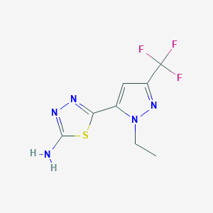 molecular formula C8H8F3N5S B3006532 5-[2-Ethyl-5-(trifluoromethyl)pyrazol-3-yl]-1,3,4-thiadiazol-2-amine CAS No. 1946818-43-4