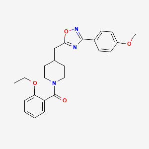 molecular formula C24H27N3O4 B3006534 1-(2-乙氧基苯甲酰)-4-{[3-(4-甲氧基苯基)-1,2,4-恶二唑-5-基]甲基}哌啶 CAS No. 1775517-65-1