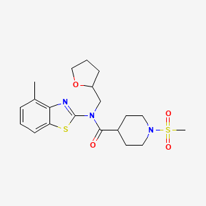 molecular formula C20H27N3O4S2 B3006550 N-(4-methylbenzo[d]thiazol-2-yl)-1-(methylsulfonyl)-N-((tetrahydrofuran-2-yl)methyl)piperidine-4-carboxamide CAS No. 1021266-11-4