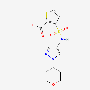 molecular formula C14H17N3O5S2 B3006577 3-(N-(1-(四氢-2H-吡喃-4-基)-1H-吡唑-4-基)磺酰氨基)噻吩-2-甲酸甲酯 CAS No. 1797091-73-6