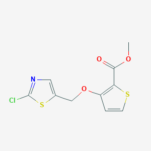 molecular formula C10H8ClNO3S2 B3006589 Methyl 3-[(2-chloro-1,3-thiazol-5-yl)methoxy]-2-thiophenecarboxylate CAS No. 478246-26-3