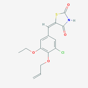 molecular formula C15H14ClNO4S B300659 5-[4-(Allyloxy)-3-chloro-5-ethoxybenzylidene]-1,3-thiazolidine-2,4-dione 