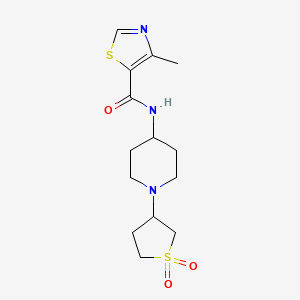 molecular formula C14H21N3O3S2 B3006591 N-(1-(1,1-dioxidotetrahydrothiophen-3-yl)piperidin-4-yl)-4-methylthiazole-5-carboxamide CAS No. 2034535-68-5