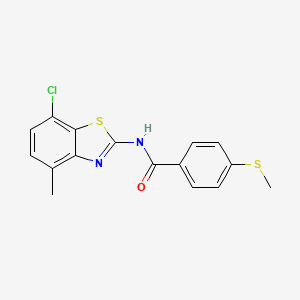 molecular formula C16H13ClN2OS2 B3006606 N-(7-氯-4-甲基苯并[d]噻唑-2-基)-4-(甲硫基)苯甲酰胺 CAS No. 896358-44-4