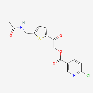 molecular formula C15H13ClN2O4S B3006611 2-[5-(Acetamidomethyl)thiophen-2-yl]-2-oxoethyl 6-chloropyridine-3-carboxylate CAS No. 1111524-20-9