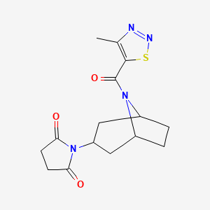 molecular formula C15H18N4O3S B3006617 1-((1R,5S)-8-(4-methyl-1,2,3-thiadiazole-5-carbonyl)-8-azabicyclo[3.2.1]octan-3-yl)pyrrolidine-2,5-dione CAS No. 2060473-61-0