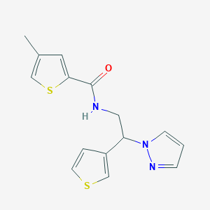 molecular formula C15H15N3OS2 B3006625 N-(2-(1H-pyrazol-1-yl)-2-(thiophen-3-yl)ethyl)-4-methylthiophene-2-carboxamide CAS No. 2034493-01-9