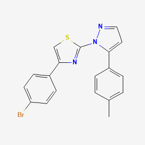 molecular formula C19H14BrN3S B3006627 4-(4-bromophenyl)-2-[5-(4-methylphenyl)-1H-pyrazol-1-yl]-1,3-thiazole CAS No. 956795-54-3