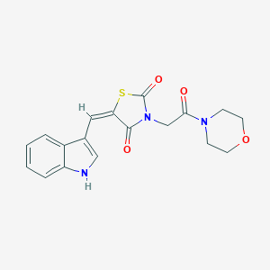 molecular formula C18H17N3O4S B300664 (5E)-5-(1H-indol-3-ylmethylidene)-3-(2-morpholin-4-yl-2-oxoethyl)-1,3-thiazolidine-2,4-dione 