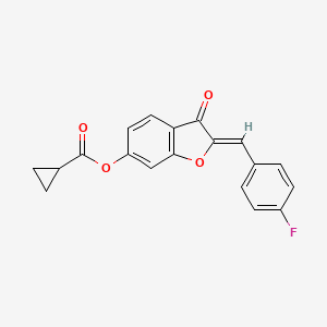 molecular formula C19H13FO4 B3006641 环丙烷羧酸(Z)-2-(4-氟苄叉)-3-氧代-2,3-二氢苯并呋喃-6-酯 CAS No. 843672-48-0