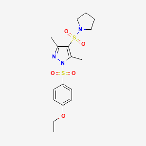 molecular formula C17H23N3O5S2 B3006642 1-(4-ethoxybenzenesulfonyl)-3,5-dimethyl-4-(pyrrolidine-1-sulfonyl)-1H-pyrazole CAS No. 956270-87-4