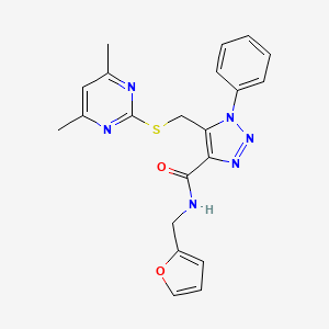 5-(((4,6-dimethylpyrimidin-2-yl)thio)methyl)-N-(furan-2-ylmethyl)-1-phenyl-1H-1,2,3-triazole-4-carboxamide