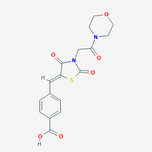 molecular formula C17H16N2O6S B300666 4-[(Z)-{3-[2-(morpholin-4-yl)-2-oxoethyl]-2,4-dioxo-1,3-thiazolidin-5-ylidene}methyl]benzoic acid 