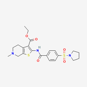 molecular formula C22H27N3O5S2 B3006663 Ethyl 6-methyl-2-(4-(pyrrolidin-1-ylsulfonyl)benzamido)-4,5,6,7-tetrahydrothieno[2,3-c]pyridine-3-carboxylate CAS No. 449766-94-3