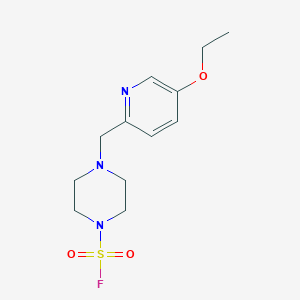molecular formula C12H18FN3O3S B3006680 4-[(5-Ethoxypyridin-2-yl)methyl]piperazine-1-sulfonyl fluoride CAS No. 2361895-89-6