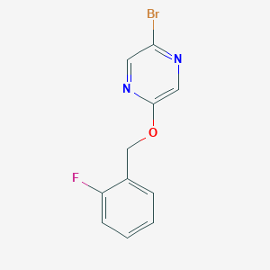 molecular formula C11H8BrFN2O B3006696 2-溴-5-(2-氟苄氧基)吡嗪 CAS No. 1878698-86-2